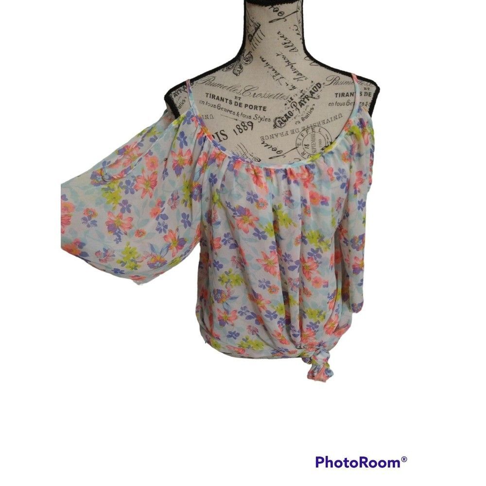Miken Cold shoulder Tunic top Large Boho Feminine Beachy